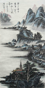 潘长春作品11《深峡亭台》63x127cm 2003年